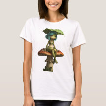 Camiseta da Menina Sapo Fofa Sentada no Cogumelo