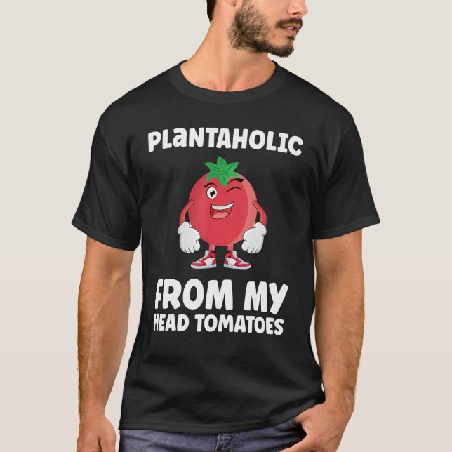 Camiseta Da Minha Cabeça Tomates Plantaholic (Frente)
