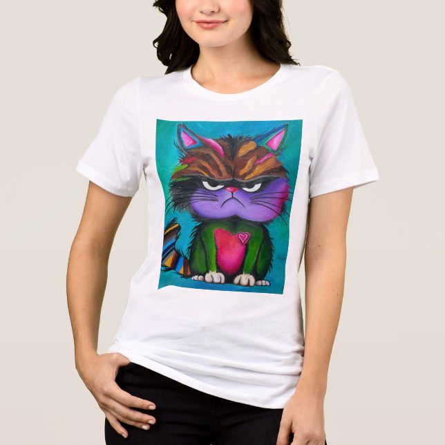 Camiseta da Mulher do Gato Mal-humorado (Frente)