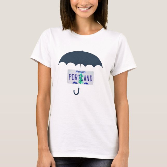 Camiseta da Placa de Licença do Guarda-Chuva Azul  (Frente)