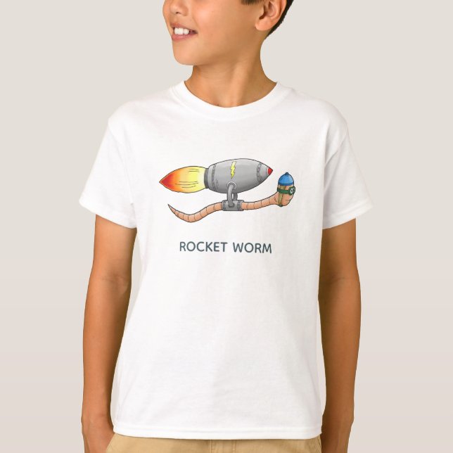 Camiseta da primeira viagem de jetpack do minhoca (Frente)