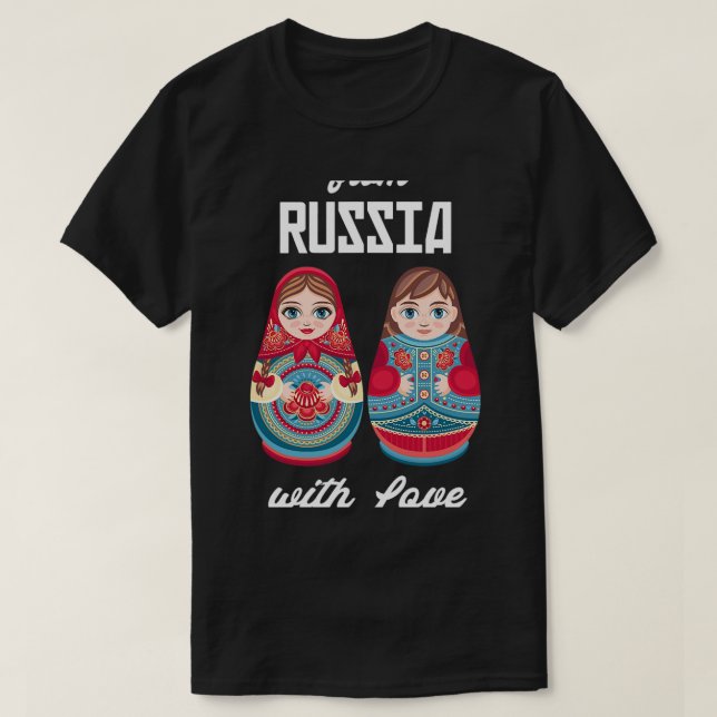 Camiseta Da Rússia com o Amor Matryoshka Souvenir Nesting (Frente do Design)