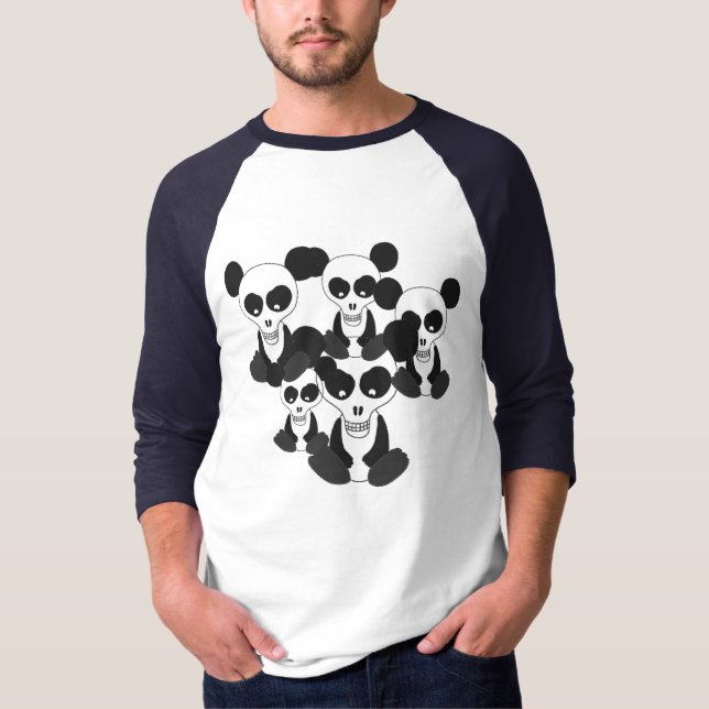 Camiseta Da "t-shirt do Raglan dos crânios panda" (Frente)