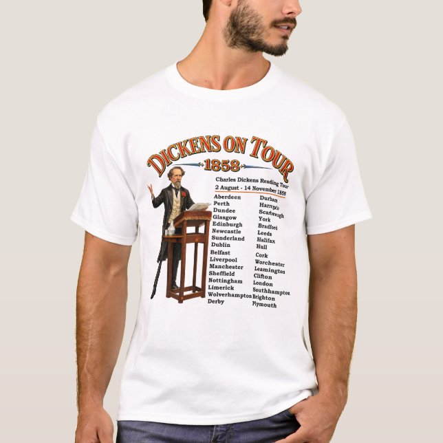Camiseta da Turnê de Leituras de Charles Dickens (Frente)