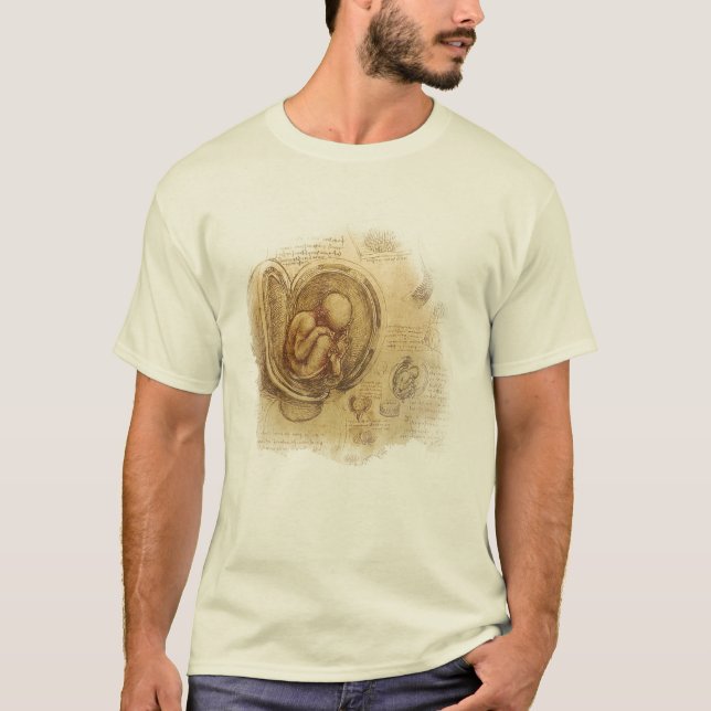 Camiseta da Vinci -- Esboço do embrião (Frente)