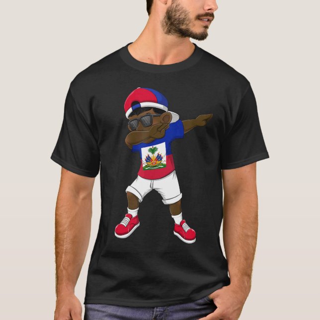 Camiseta Dab Dance de Crianças de Bandeiras Haitianas (Frente)