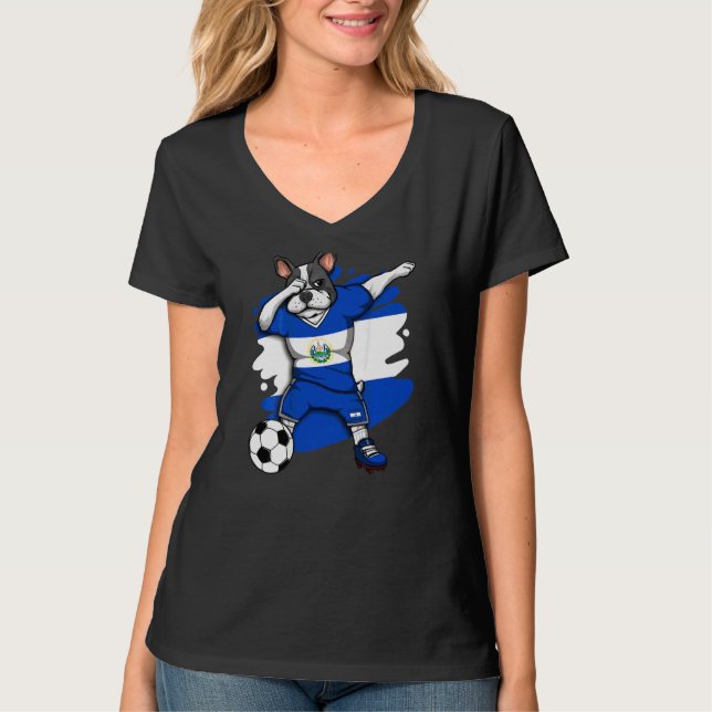 Camiseta Dab French Buldogue El Salvador Soccer Fans Jersey (Frente)