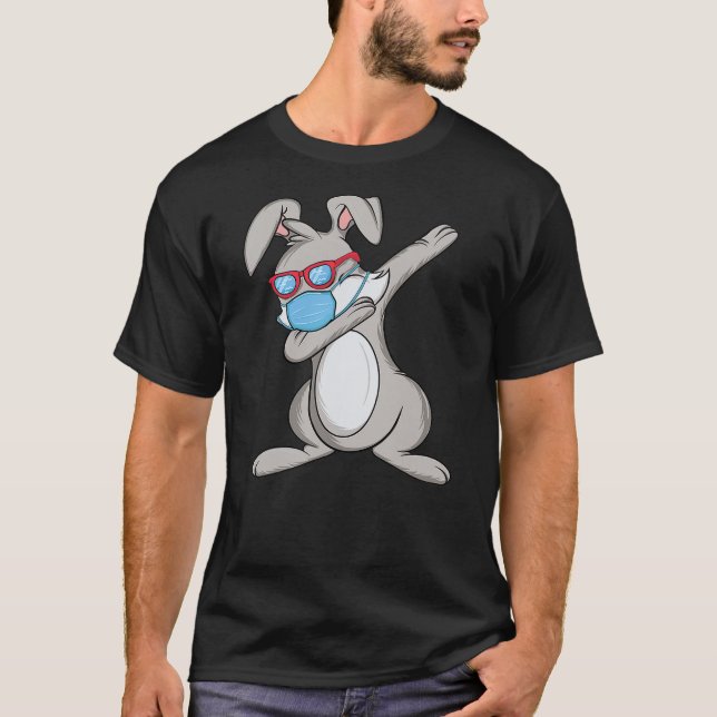 Camiseta Dab Rabbit Dabbing Bunny Sunglasses Face Mask (Frente)