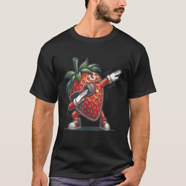 Camiseta Dab Strawberry Dancing Dabbing Strawberry Fruta (Frente)