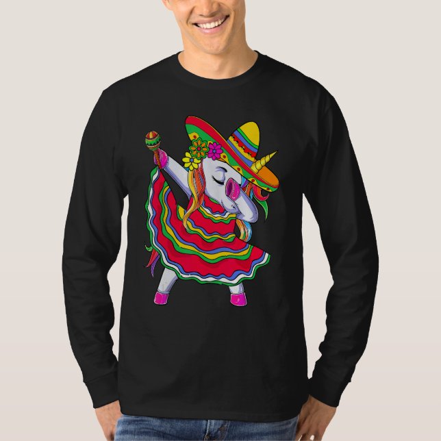 Camiseta Dab Unicorn Cinco De Mayo Toddler Girls Kids Women (Frente)