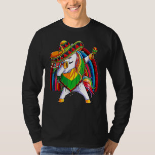 Camiseta Dab Unicorn Poncho Sombrero Cinco De Mayo Kids Gir