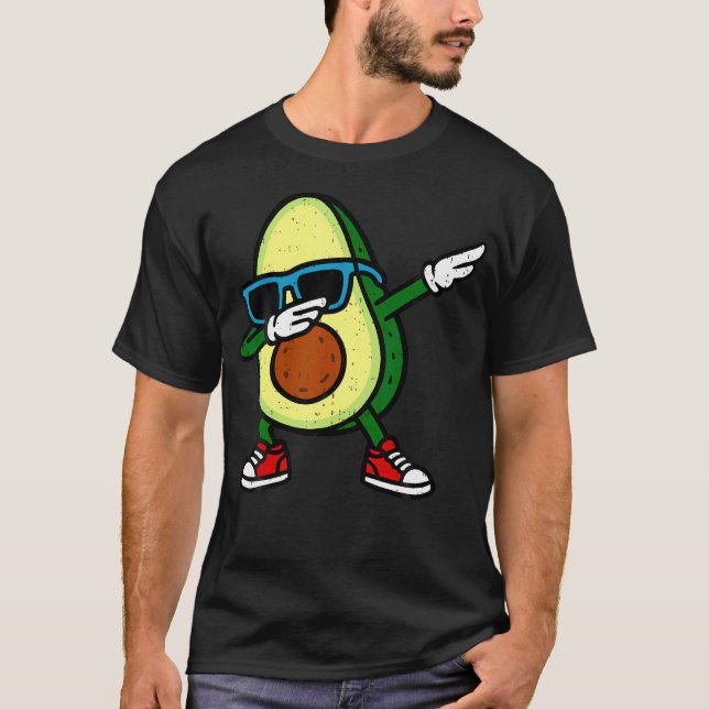 Camiseta Dabbing Abacate Comida Vegana Amante de Frutas Dab (Frente)