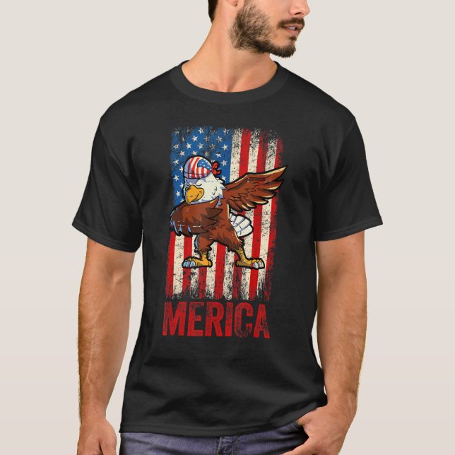 Camiseta Dabbing American Eagle 4 de julho Boys Men America (Frente)