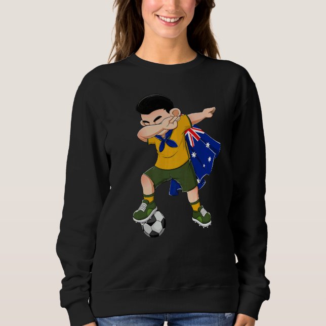 Camiseta Dabbing Australia Boy Football Flag Kids (Frente)