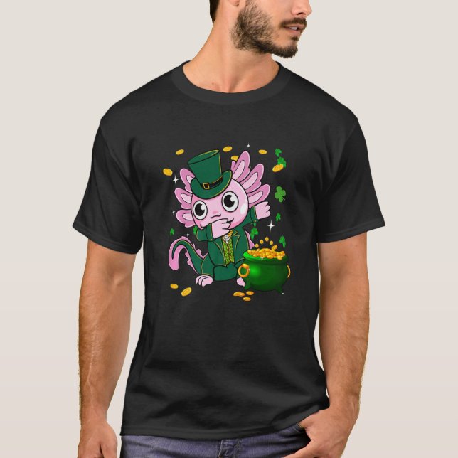 Camiseta Dabbing Axolotl Leprechaun Happy Dia de São Patríc (Frente)