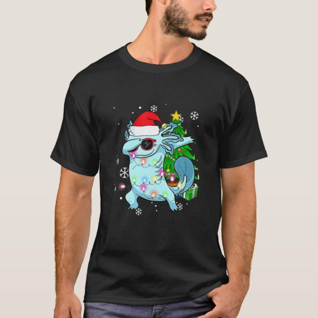 Camiseta Dabbing Axolotl S Kids Boy Jovens Pijamas de Natal (Frente)