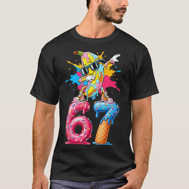 Camiseta Dabbing Banana 67 Ice Cream Drip Funny Six Seven M (Frente)