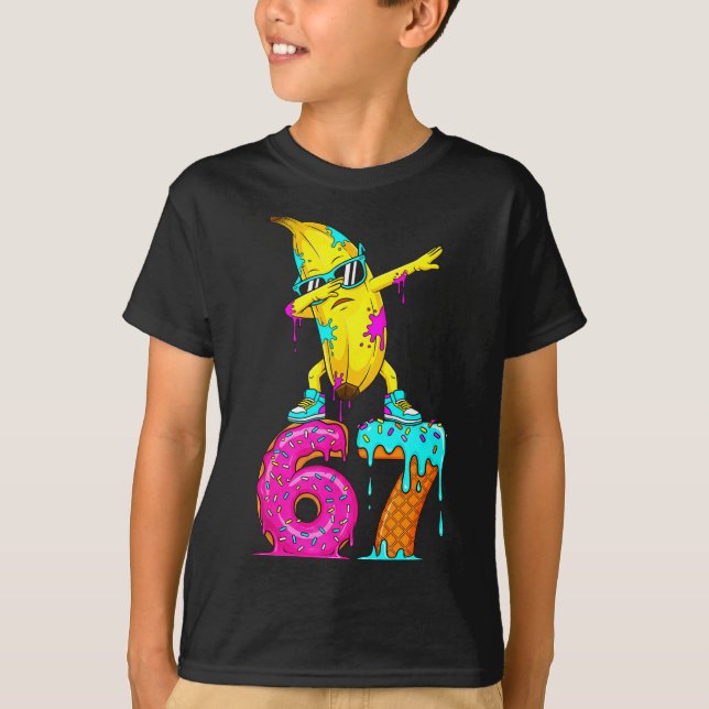 Camiseta Dabbing Banana 67 Ice Cream Drip Funny Six Seven M (Frente)