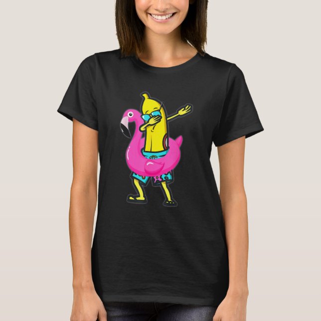 Camiseta Dabbing Banana Flamingo Float Summer Tropical Frui (Frente)