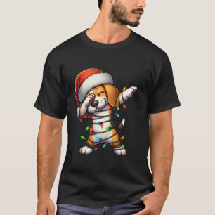Camiseta Dabbing Beagle Christmas Lights Santa Hat Boys Gir