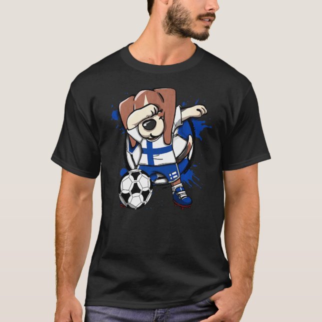 Camiseta Dabbing Beagle Dog Finlândia Soccer Ventiladores J (Frente)