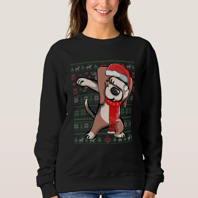 Camiseta Dabbing Beagle Ugly Christmas Sweater Festa Engraç (Frente)