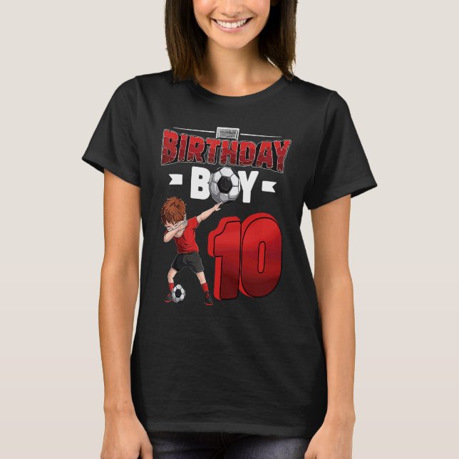 Camiseta Dabbing boy 10 year old Soccer Player 10th birthda (Frente)