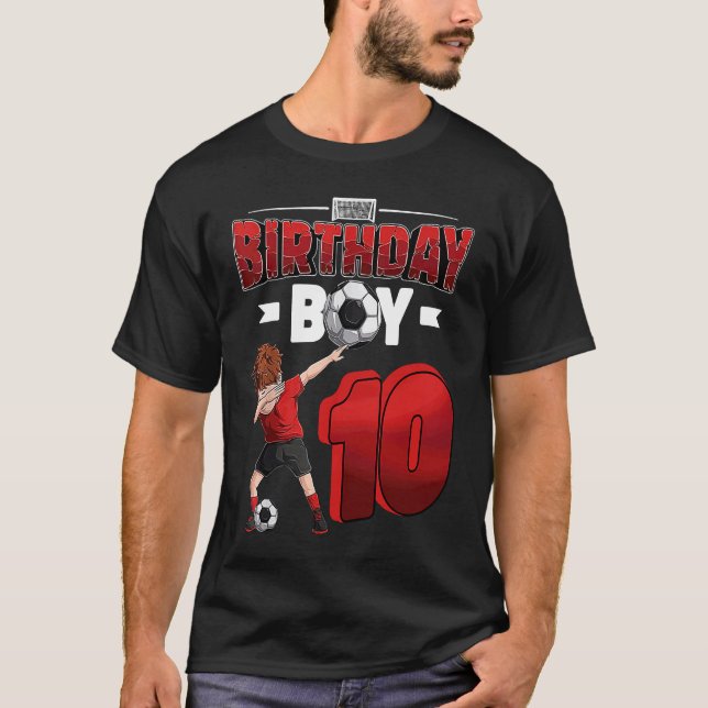 Camiseta Dabbing boy 10 year old Soccer Player 10th birthda (Frente)