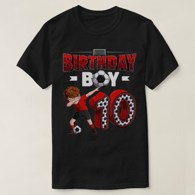 Camiseta dabbing boy de 10 anos Jogador de futebol de 10 an (Frente do Design)