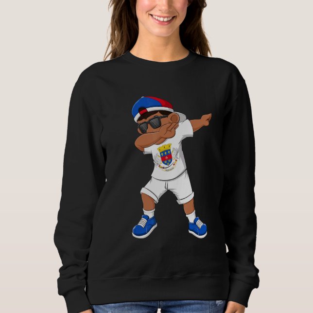 Camiseta Dabbing Boy Saint Barthelemy Flag Kids Dab Dance (Frente)