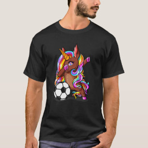 Camiseta Dabbing Brown Skin Unicorn Futebol Funny Soccer L