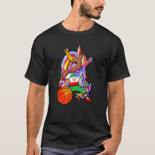 Camiseta Dabbing Brown Skin Unicorn Irã Fãs de Basquete Je