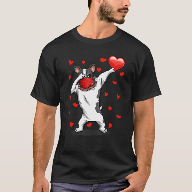 Camiseta Dabbing Bulldog Face Mask Dab Dance Funny Valentin (Frente)