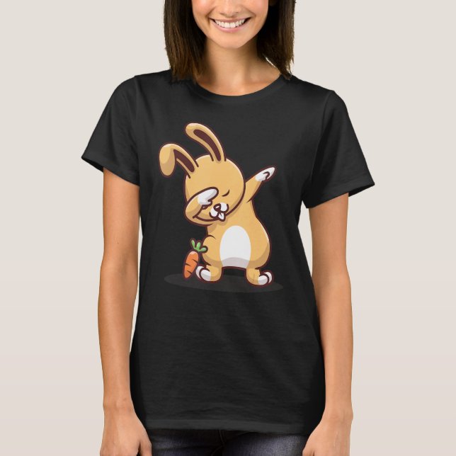 Camiseta Dabbing Bunny com cenoura (Frente)