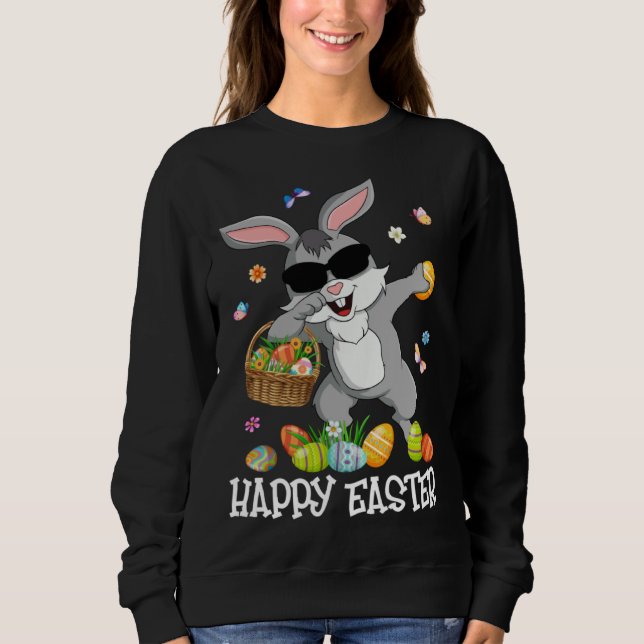 Camiseta Dabbing Bunny Easter Egg Basket Easter Day Kids Gi (Frente)