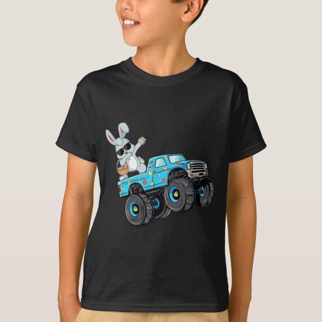 Camiseta Dabbing Bunny Felz pascoa Monster Truck Lovers Bo (Frente)