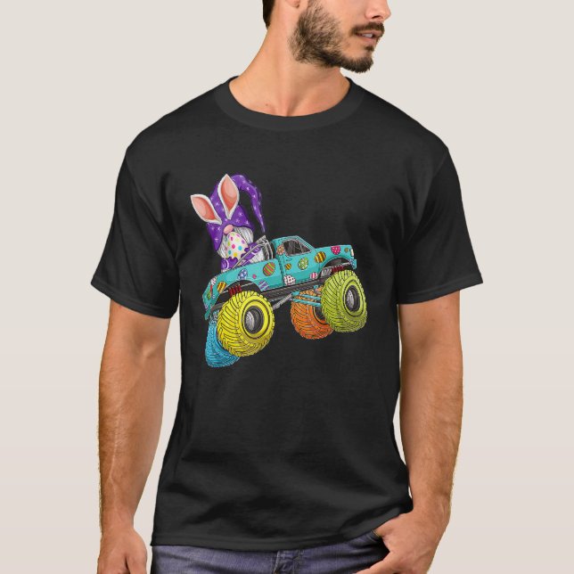Camiseta Dabbing Bunny Gnomos Felz pascoa Monster Truck (Frente)