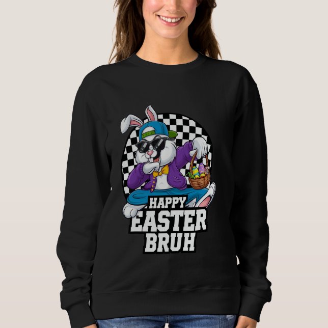 Camiseta Dabbing Bunny Páscoa Bruh Meme Engraçado Dizendo A (Frente)