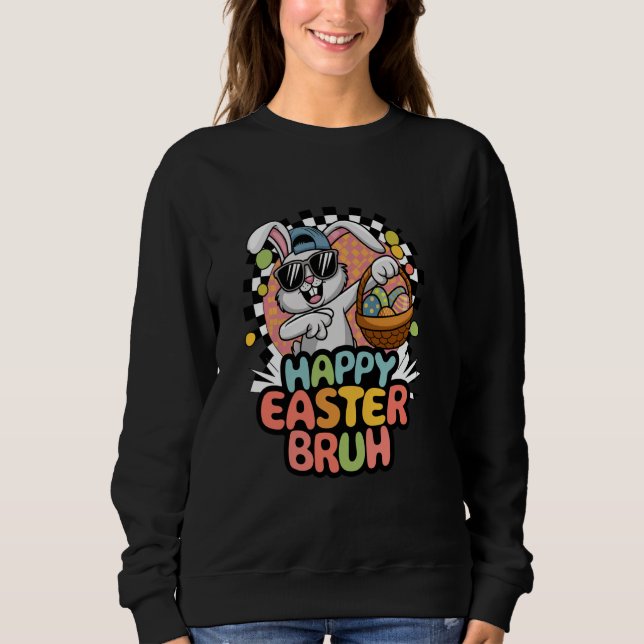 Camiseta Dabbing Bunny Páscoa Bruh Meme Engraçado Dizendo A (Frente)
