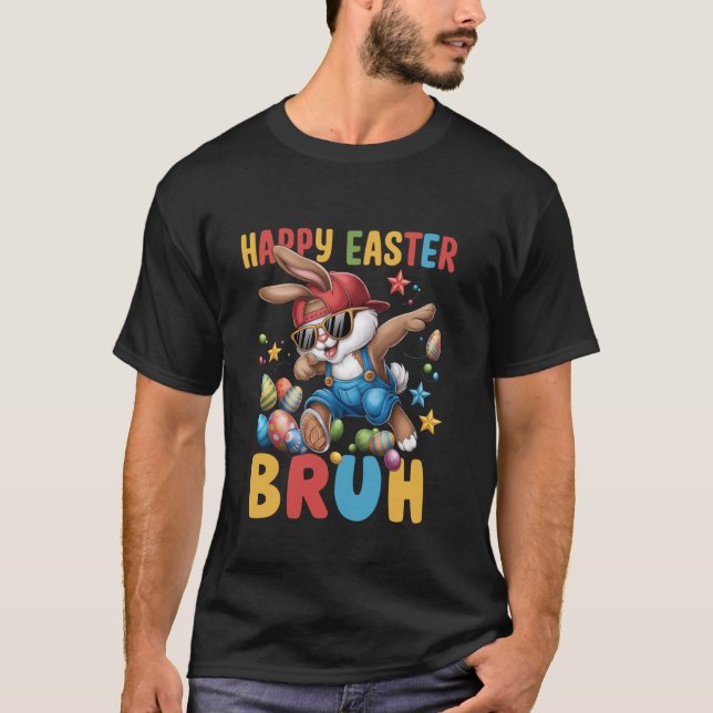 Camiseta Dabbing Bunny Páscoa Bruh Meme Engraçado Dizendo A (Frente)