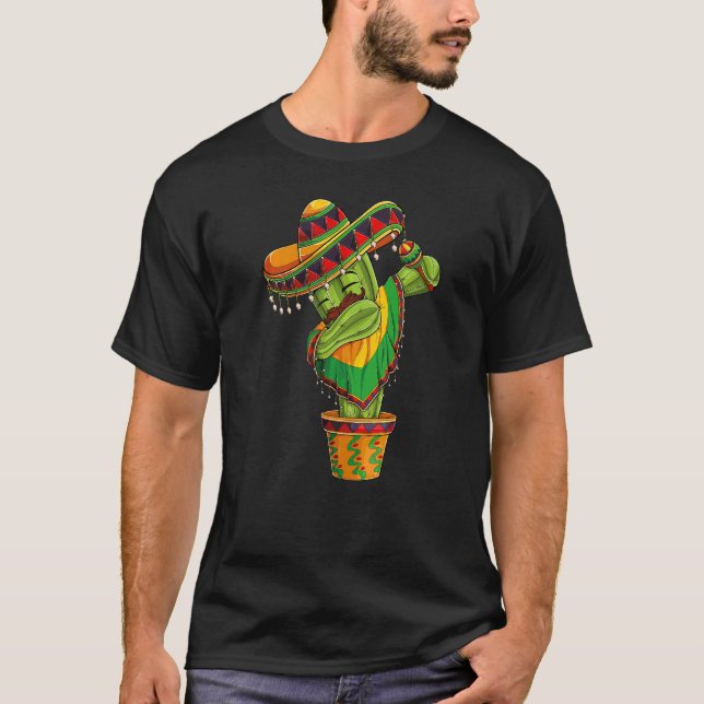 Camiseta Dabbing Cactus Cinco De Mayo Mexicano Poncho Boys  (Frente)