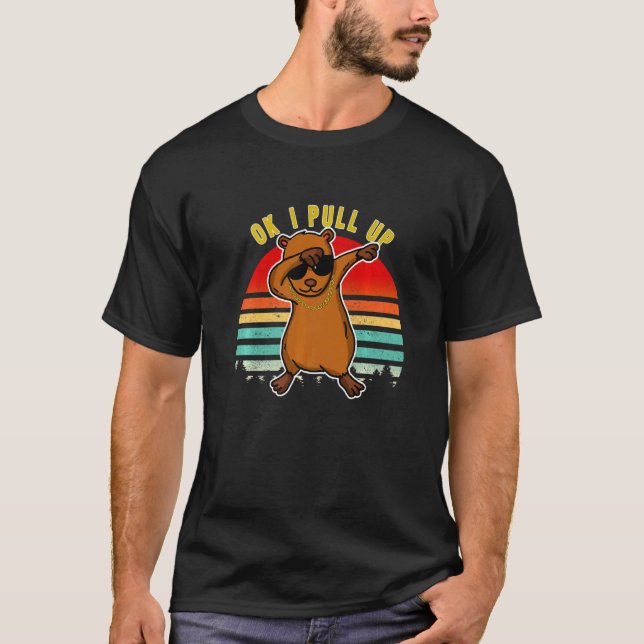 Camiseta Dabbing Capybara Ok Eu Puxo Capybara Chain Glass (Frente)