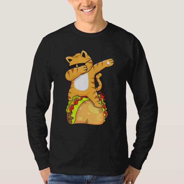 Camiseta Dabbing Cat Com Sunglass Andando Por Um Taco (Frente)