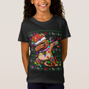 Camiseta Dabbing Cat Fairy Lights Ugly Christmas Sweater Co