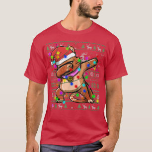 Camiseta Dabbing Cat Fairy Lights Ugly Christmas Sweater Co