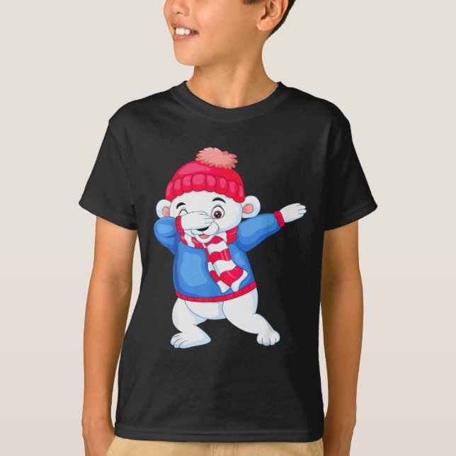 Camiseta Dabbing Christmas Lar Bear Xmas Dab Kids Boys Girl (Frente)