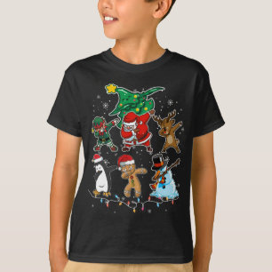 Camiseta Dabbing Christmas Papais noeis Elf Reindeer and Fr