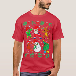 Camiseta Dabbing Christmas Ugly Xmas Sweater Papais noeis D