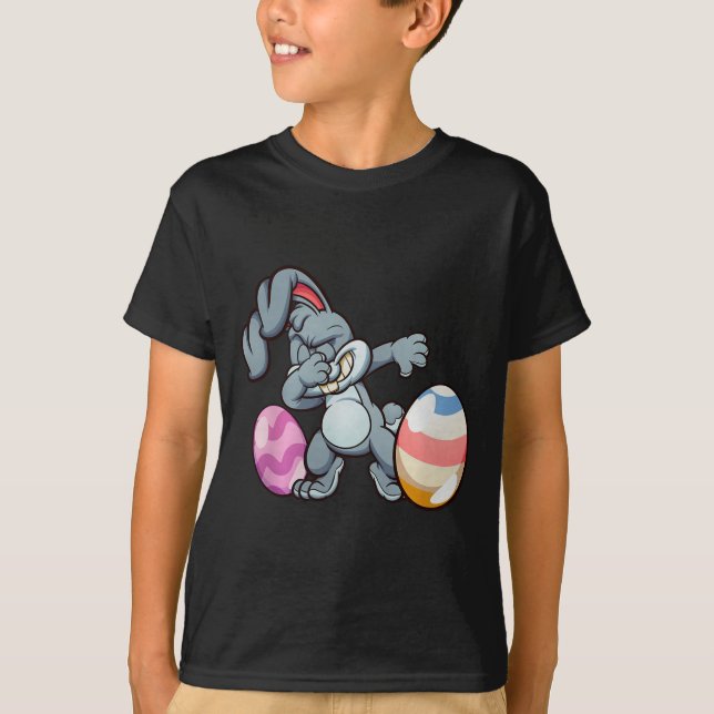Camiseta Dabbing Coelho de Páscoa Premium Tri-blend  (Frente)