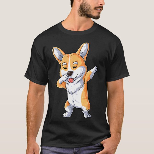 Camiseta Dabbing Corgi Dog  Dab Dance (Frente)